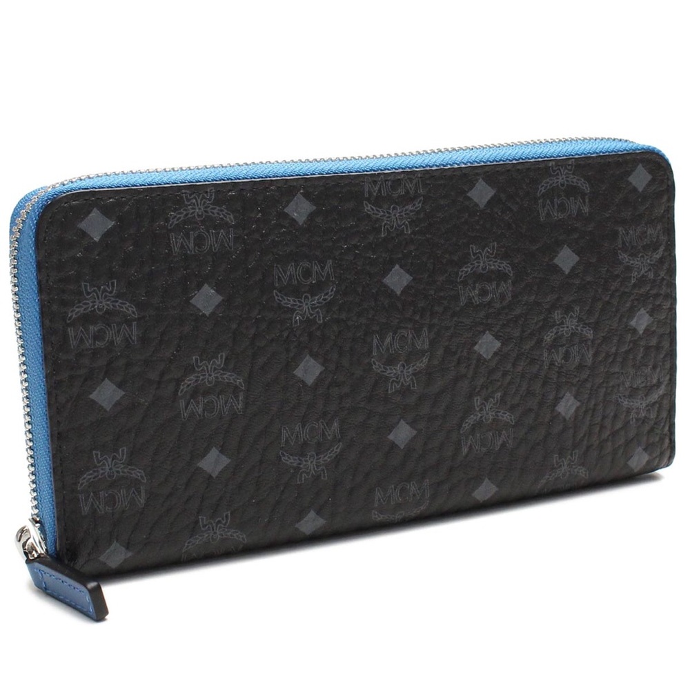 NEW MCM Color Visetos Large Zip Wallet Black
